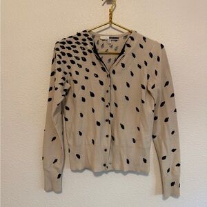 Tracy Reese Beige and Black Patterned Sequin Cardigan Sz M